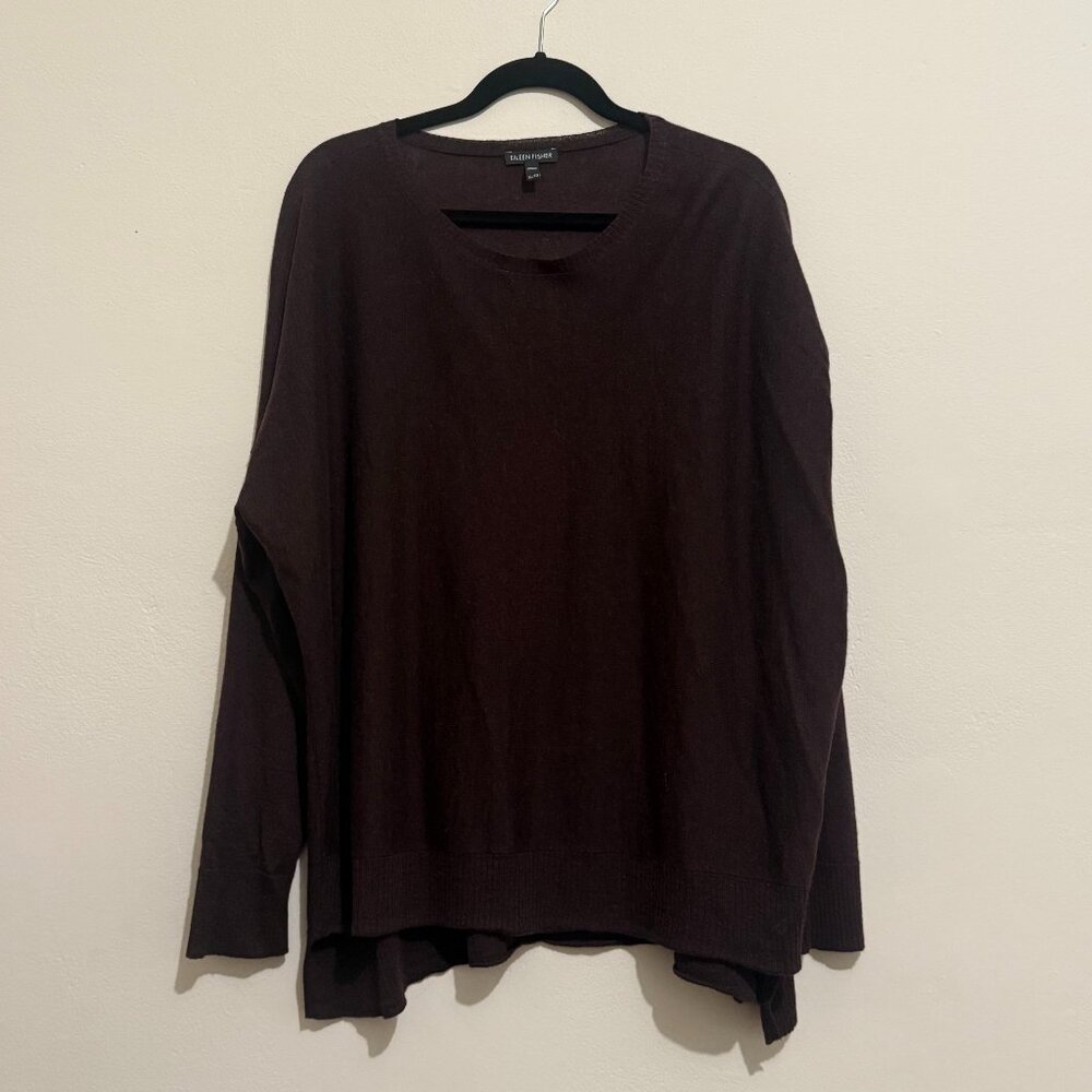 Eileen Fisher lightweight merino wool brown sweater